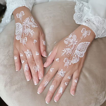 White Mehndi Waterproof Tattoo Stickers