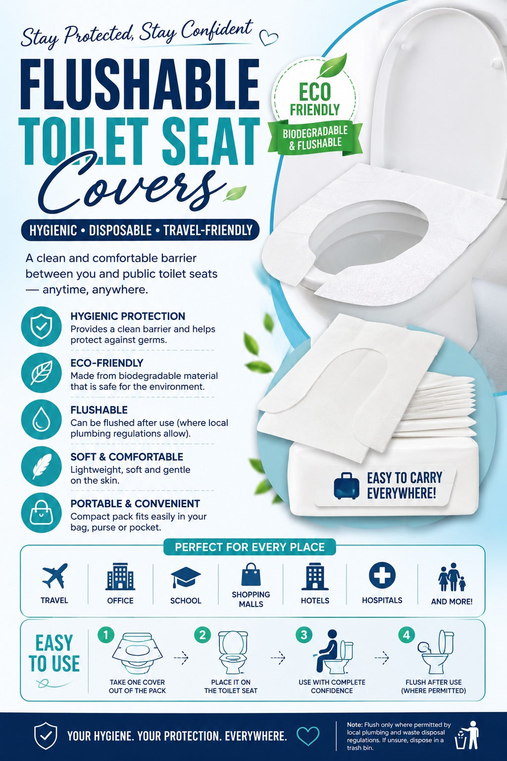 Flushable Disposable Toilet Seat Cover
